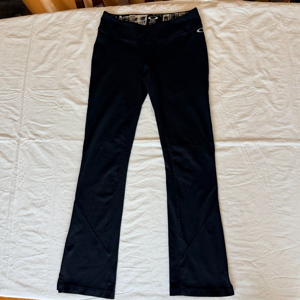 Oakley Womens Small Black Flare Leg Yoga Workout Pants Activewear